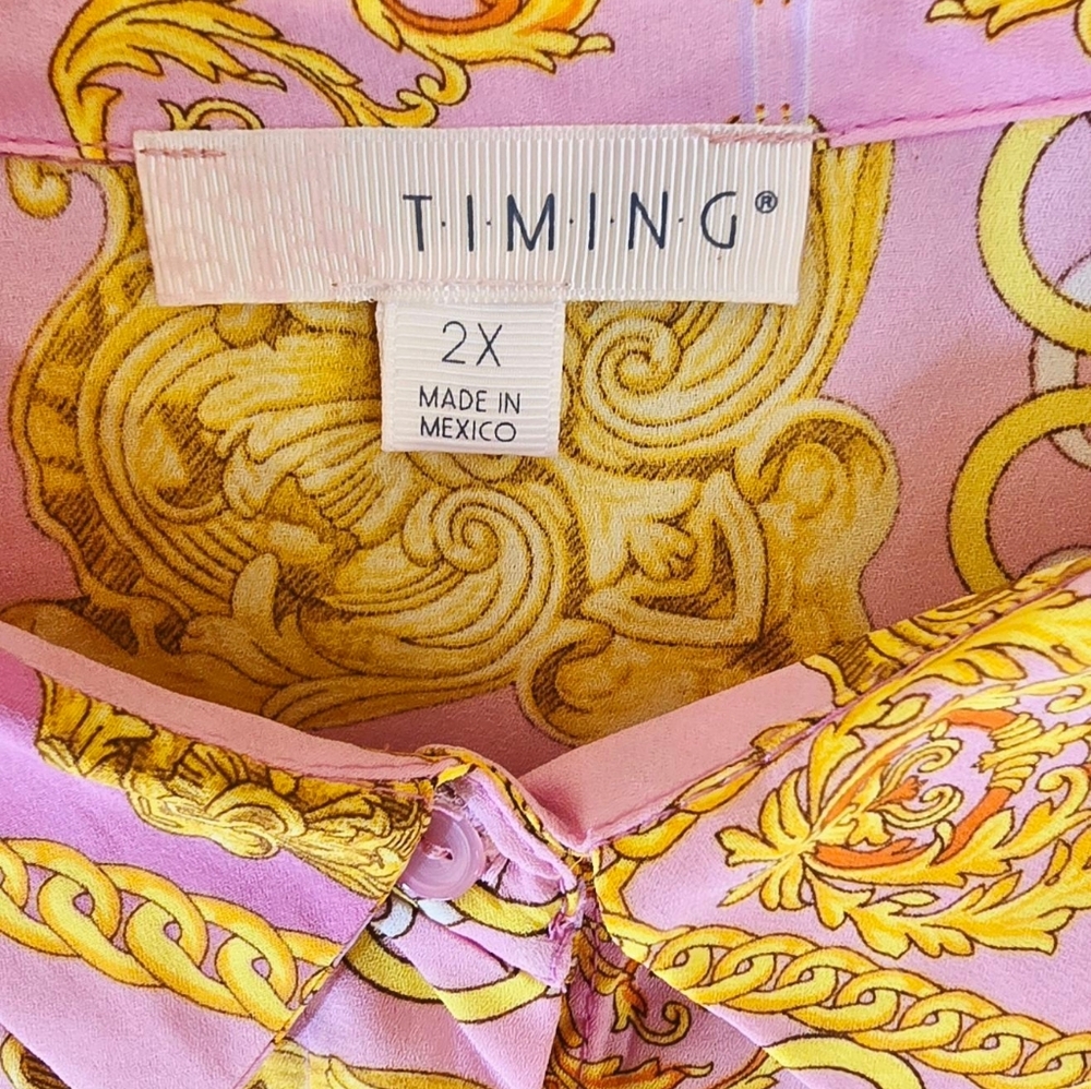 Timing Pink and Gold Patterned Blouse - Picture 3 of 7